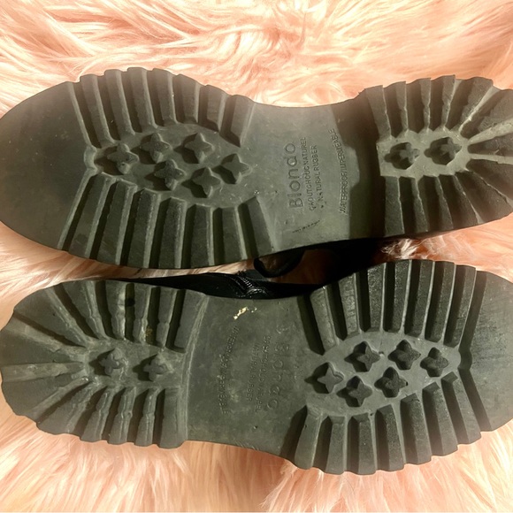 Blondo Rachelle Black Lace-Up Hidden Zip Leather Lug Sole Combat Boots! Sz 8! - Picture 4 of 4